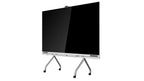 Dahua 135-inch COB LED-scherm met slank zwart design op een verrijdbaar zilverkleurig onderstel.