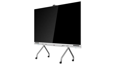 Dahua 135-inch COB LED-scherm met slank zwart design op een verrijdbaar zilverkleurig onderstel.