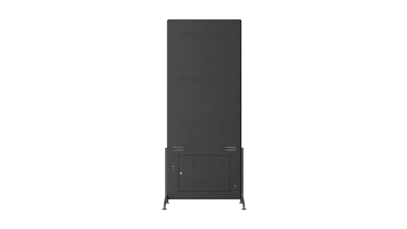 Zwarte 55-inch Dahua staande digital signage display, achterkant met ventilatie en aansluitingen voor professioneel gebruik.