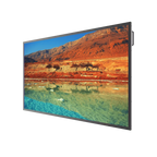 98-inch Dahua 4K UHD digital signage display met slanke zwarte randen en een landschapsfoto op het scherm.